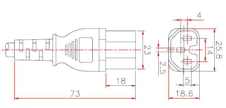 Pin IEC-60320 C15. Prise femelle droit