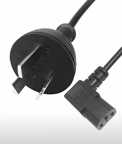 China 3-Pin Plug to C13 Left Angle Type AC Power Cord Set 10A250V