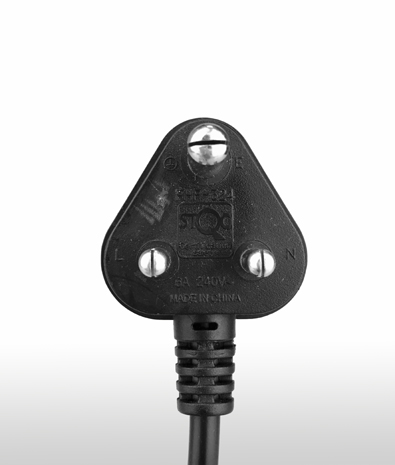 印度 彎式 AC插頭 3PIN 接地, 10A 250V